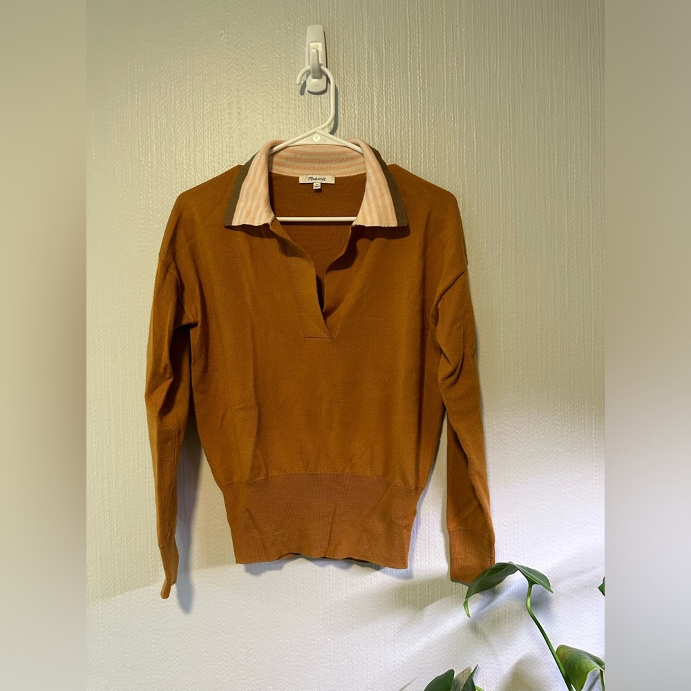 Madewell Yellow Colorblock Polo Collared XS Sweater
